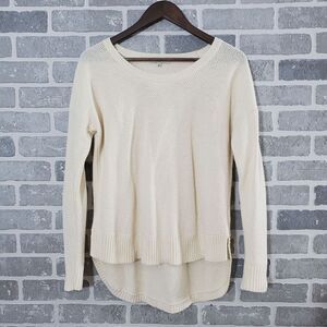 Madewell Lagenlook Sweater Women's M Cream Chronicle Knit Pullover‎ Hi Lo Hem